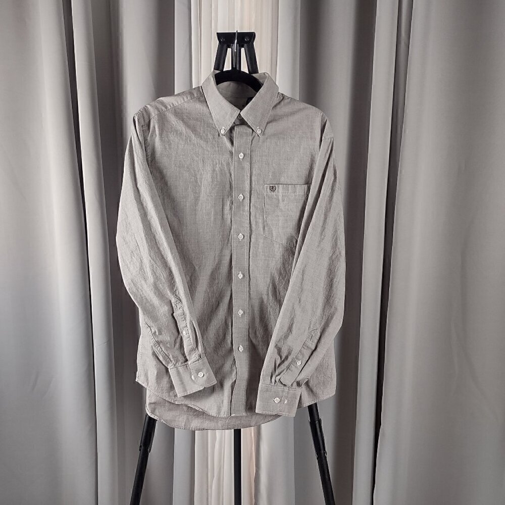 Izod Men's Light Brown, Mocha 100% Cotton Button Down Dress Shirt. Size Medium